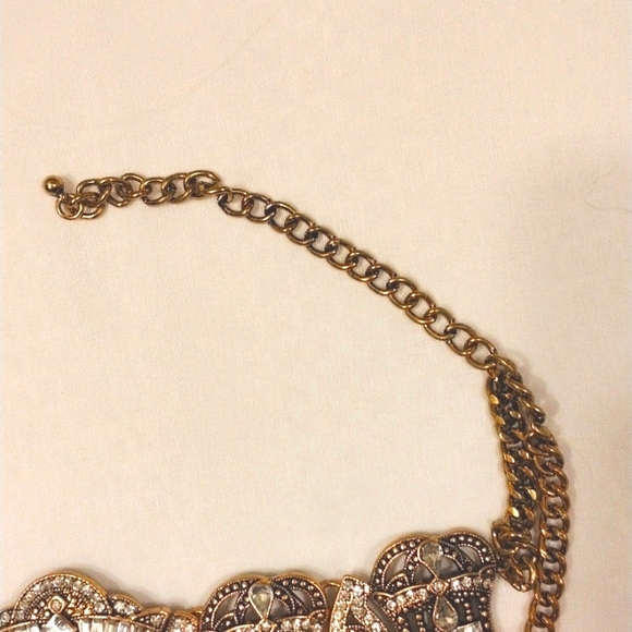 Celebrity Style SUPER BLING Heavy Crystal Rhinestone Choker Necklace Brass color - Picture 6 of 15